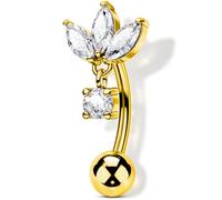 OUFER 16G Filetage Intérieur Rook Piercing Or Acier Inoxydable 316L 6/8 mm | Fleur CZ Marquise, Pendentif CZ Rond, Inversé Eyebrow Piercing Corporel