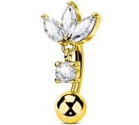 OUFER 16G Filetage Intérieur Rook Piercing Or Acier Inoxydable 316L 6/8 mm | Fleur CZ Marquise, Pendentif CZ Rond, Inversé Eyebrow Piercing Corporel