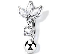 OUFER 16G Filetage Intérieur Rook Piercing Or Acier Inoxydable 316L 6/8 mm | Fleur CZ Marquise, Pendentif CZ Rond, Inversé Eyebrow Piercing Corporel