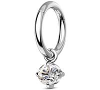 OUFER 16G Helix Boucle d'oreille Créole Titane G23 Dangle Rook Piercing Bijoux 6 mm Clicker Transparent CZ Daith Sourcil Anneau Pendant Charnière Bijoux de Corps pour Femme