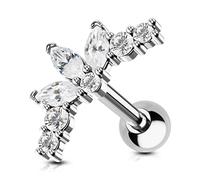 OUFER 16G Helix Earring Piercing Conch Ring Tragus Studs Cartilage CZ Stainless Steel Upper Top Lower Ear Jewellery Lobe for Women Girls