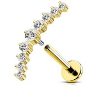 OUFER 16G Or Arc de Forme Conch Piercing Titan G23 Filetage Intérieur Helix Anneaux Flat Cartilage pour Femme Transparente CZ Lip Stud 8 mm