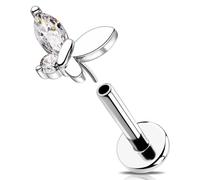 OUFER 16G Or Papillon Helix Earring Sans Filetage Piercing Conch Acier Chirurgical 316L Transparente CZ Anneau Tragus pour Femme 6/8 mm Lip Stud