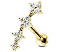 OUFER 16G Piercing Helix Anneau 9ct Or Gold Conch Ring Tragus Boucles d'Oreilles Cartilage Earring AAA+ CZ Flower Upper Top Ear Studs Bijoux Femme Jewelry Gifts