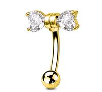 OUFER 16G Piercing Rook 316L Acier Chirurgical CZ Transparent Nœud Piercing Sourcil 6mm Curved Barbell Or Vertical Labret Lèvre Piercing pour Femmes