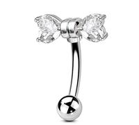 OUFER 16G Piercing Rook 316L Acier Chirurgical CZ Transparent Nœud Piercing Sourcil 8mm Curved Barbell Argent Vertical Labret Lèvre Piercing pour Femmes