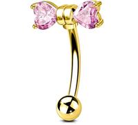 OUFER 16G Piercing Rook 316L Acier Chirurgical Rose CZ Transparent Nœud Piercing Sourcil 6mm Curved Barbell Or Vertical Labret Lèvre Piercing pour Femmes