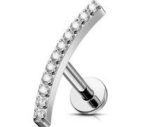 OUFER 16G Titane G23 Piercing Conch Sans Filetage - Boucle D'oreille Helix 8 mm Arc de forme avec Cartilage Anneau CZ Clair pour Femme