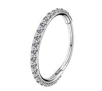 OUFER 20G 10mm Piercing Nez Hoop Anneaux Argent 316L Acier Inoxydable Helix Hoop Hinged Anneau Septum clicker CZ Conch Daith Tragus Rook Cartilage Boucles d'oreilles Bijoux