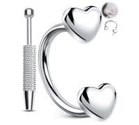 OUFER 20G Cœur Sans Filetage Piercing Nez Anneaux en Acier Chirurgical 316L avec Pince à Boule de Perçage, Piercing au Nez Fer à Cheval 8 mm pour Septum, Rook et Hélix