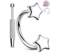 OUFER 20G Cœur Sans Filetage Piercing Nez Anneaux en Acier Chirurgical 316L avec Pince à Boule de Perçage, Piercing au Nez Étoile Fer à Cheval 7/8 mm pour Septum Rook Hélix