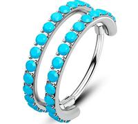 OUFER 20G Double Piercing Nez Anneau en Acier Chirurgical 316L Anneau Segmenté Articulé Turquoise Boucle d'Oreille Créole Helix Conch Lobe Daith Piercing Bijoux pour Femme 6/7/8 mm