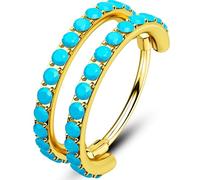 OUFER 20G Double Piercing Nez Anneau en Acier Chirurgical 316L Anneau Segmenté Articulé Turquoise Boucle d'Oreille Créole Helix Conch Lobe Daith Piercing Bijoux pour Femme 6/7/8 mm