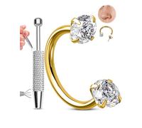 OUFER 20G Fer à Cheval Percing Nez Or Sans Filetage Pince à Boule de Perçage en Acier Inoxydable 316L avec Transparent CZ pour Hélix, Rook, Daith, Septum, Labret Piercing Anneaux pour Femme 8 mm