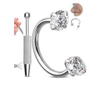 OUFER 20G Fer à Cheval Percing Nez Or Sans Filetage Pince à Boule de Perçage en Acier Inoxydable 316L avec Transparent CZ pour Hélix, Rook, Daith, Septum, Labret Piercing Anneaux pour Femme 7 mm/8 mm