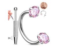 OUFER 20G Fer à Cheval Percing Nez Or Sans Filetage Pince à Boule de Perçage en Acier Inoxydable 316L avec Transparent CZ pour Hélix, Rook, Daith, Septum, Labret Piercing Anneaux pour Femme 7 mm/8 mm
