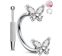 OUFER 20G Papillon Piercing Nez Fer à Cheval Sans Filetage avec CZ en Acier Chirurgical 316L Pince à Perçage, Bijou de Corps 7 mm pour Septum, Rook ou Helix