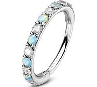 OUFER 20G Piercing Nez Anneau Clicker Bijoux Helix Acier Chirurgical 316L Nose Hoop Transparente CZ et Opale Piercing Oreille Cartilage pour Femme 9 mm