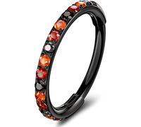 OUFER 20G Piercing Nez Anneaux Noir Anneau Segmenté Articulé en Acier Chirurgical 316L Rouge CZ Boucle d'oreille pour Femme, Cartilage, Tragus, Rook, Daith, Conque 5 mm