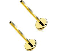 OUFER 2PCS 16G Or Sans Filetage Poteau G23 Titane Barre de Remplacement pour Boucle d'oreille Tragus Stud Conch Lobe Lip Ring Piercing Jewelry pour Femme 6 mm