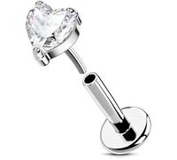 OUFER 316L Stainless Steel Helix Piercing Labret Stud - Threadless 16G Tragus Conch Lip Jewellery