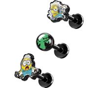 OUFER 3PCS Minions Helix Piercing Jewelry, 16G 6mm Black Tragus Earrings