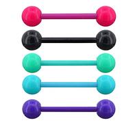 OUFER 5 Pcs Piercing Langue 14G en Acier Inoxydable 316L et en Acrylique avec Boule Couleur de Bonbon Barre de Langue Piercing Barbell Piercing Corps Bijoux Femme Homme Anneau Ensemble 17mm