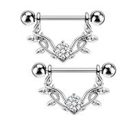 OUFER Body Piercing 14G Barre de Perçage des Mamelons Barbell en Acier Inoxydable 316L de 14mm 2pcs de Bagues pour Bijoux Hypoallergéniques pour Femmes Perçages Frais et Guérissants
