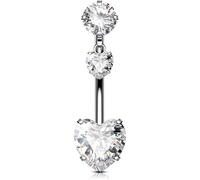 OUFER Body Piercing 14G Belly Button Bars Titanium Navel Piercing Jewellery Heart Dangling Belly Button Piercing Jewelry For Women Internally Curved Barbell Navel Bar Rings 10/12/14/16mm