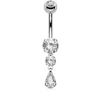 OUFER Body Piercing 14G Internally Titanium Belly Bars Navel Piercing Bars Jewellery Belly Button Bars Teardrop Dangle Navel Belly Button Ring