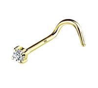 OUFER Body Piercing 14K Piercing Nez Or 20G Clou de Nez Stud en Forme de L Vis Nasale avec CZ Brillant Piercing Nasale Anneau pour Femme Cadeau Fille Bijoux Piercing Corps