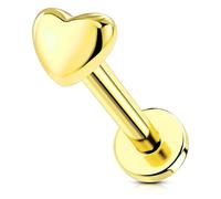 OUFER Body Piercing 16G Helix Piercing Jewellery 14K Solid Gold Lip Stud Bar Threadless Flat Back Labret Earrings Push in Conch Tragus Jewelry 8mm Heart Star Lip Piercing Studs