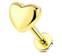 OUFER Body Piercing 16G Helix Piercing Jewellery 14K Solid Gold Lip Stud Bar Threadless Flat Back Labret Earrings Push in Conch Tragus Jewelry 8mm Heart Star Lip Piercing Studs