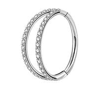 OUFER Body Piercing 16G Piercing Conch Anneau Piercing Helix Double Line avec CZ Acier Chirurgical 316L Piercing Oreille Cartilage Hoop Nez Anneau Piercing Daith Septum Tragus pour Femme Homme