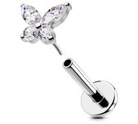 OUFER Body Piercing 16G Push in Labret Monroe Lip Ring Tragus Stud Piercing Jewellery Threadless Labret Piercing 316L Stainless Steel Helix Earring