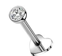 OUFER Body Piercing 18G/1.0MM Helix Piercing Jewellery Titanium Labret Earring Stud Clear CZ Lip Bar 5/6/8/10/12mm Nose Piercing Stud Flat Back Earrings