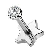 OUFER Body Piercing 18G Flat Back Earrings Titanium Lip Piercing Jewellery 5/6/8/10/12mm Helix Earrings Labret Monroe Medusa Nose Piercing Stud Bar