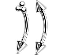 OUFER Body Piercing 2pcs Eyebrow Piercing Jewelry Titanium Curved Eyebrow Ring Internally 16G Vertical Labret Lip Jewelry Rook Ear 8mm Small Navel Belly Button Ring for Women Men