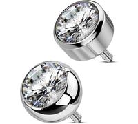 OUFER Body Piercing 2PCS Titanium 14G/1.6mm 5mm Internally Threaded Replacement Balls for Belly Bars Navel Piercing Jewellery Clear CZ Gem