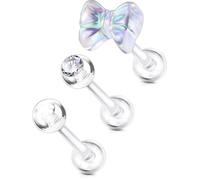 OUFER Body Piercing 3PCS Cartilage Helix Tragus Stud Earrings 16G Tragus Bars Retainer Piercing Jewelry Acrylic Helix Piercing Stud Sets