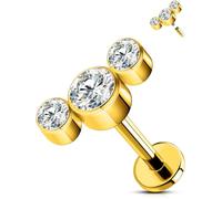 OUFER Body Piercing 6/8/10/12mm Gold Internally Titanium 16G Labret Piercing Jewellery Lip Helix Tragus Conch Piercing Bar Stud Cartilage Earrings