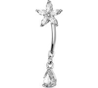 OUFER Body Piercing Belly Button Bars 316L Stainless Steel Belly Bar Rings 14G Internally CZ Navel Piercing Jewellery Butterfly Teardrop Navel Bars Women