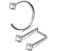 OUFER Body Piercing Bijoux de nez en titane massif anneau de piercing pour nez 20G/0.8mm, 7mm, Stud, Screw, L-shape, 3pcs, 0.02kg