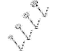 OUFER Body Piercing Bijoux pour piercing de nez 22G en titane lot de 4 pièces clous en L barres et pic nasaux 1,5mm 2mm 2,5mm, 3mm Bijoux pour piercing de nez Barres pour nez