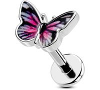 OUFER Body Piercing Corporel Bijoux de Labret Acier Inoxydable 316L 16G Pour Tragus Cartilage Helix Avant Monroe Méduse Bouton Papillon Dos Plat Lip Tragus Piercing Earrings Stud