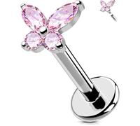 OUFER Body Piercing de Corps Labret : Bague à Lèvre en Titane 16G/1,2mm à Filetage Intérieur pour Helix, Tragus, Conch, Cartilage - Bijoux Papillon Méduse en Barre de 6/8/10/12mm pour Femmes