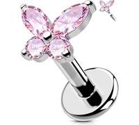 OUFER Body Piercing de Corps Labret : Bague à Lèvre en Titane 16G/1,2mm à Filetage Intérieur pour Helix, Tragus, Conch, Cartilage - Bijoux Papillon Méduse en Barre de 6/8/10/12mm pour Femmes