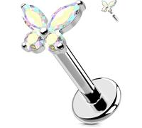 OUFER Body Piercing de Corps Labret : Bague à Lèvre en Titane 16G/1,2mm à Filetage Intérieur pour Helix, Tragus, Conch, Cartilage - Bijoux Papillon Méduse en Barre de 6/8/10/12mm pour Femmes