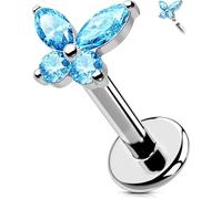 OUFER Body Piercing de Corps Labret : Bague à Lèvre en Titane 16G/1,2mm à Filetage Intérieur pour Helix, Tragus, Conch, Cartilage - Bijoux Papillon Méduse en Barre de 6/8/10/12mm pour Femmes
