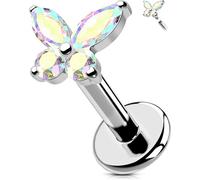 OUFER Body Piercing de Corps Labret : Bague à Lèvre en Titane 16G/1,2mm à Filetage Intérieur pour Helix, Tragus, Conch, Cartilage - Bijoux Papillon Méduse en Barre de 6/8/10/12mm pour Femmes